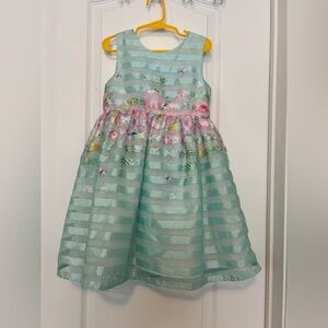 Girls Floral Organza Party Dress 5T Mint Green NWOT